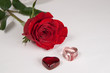 rote Rose und zwei Herzen Freisteller