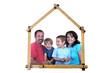family forms meter stick into a house shape
