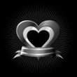 Vector heart with ribbon