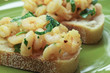 Garlic shrimp tapas on sourdough bread