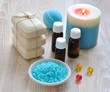 Sea salt, essential oils, soap and candle