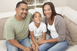 Happy African American Mother Father and Son Family