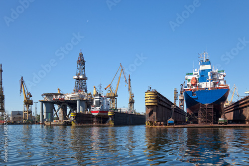 Photo: On the dock at the shipyard On the dock at the shipyard