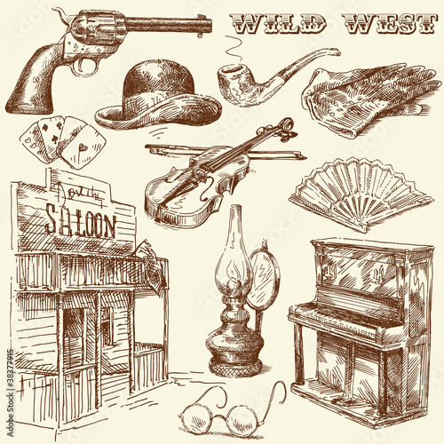 Vector: hand drawn wild west collection hand drawn wild west collection
