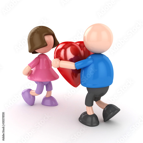 Illustration: Boy and girl valentine's day concept isolated Boy and girl valentine's day concept isolated