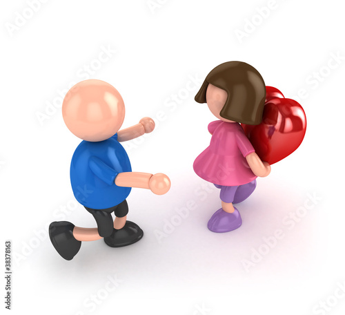 Illustration: Boy and girl valentine's day concept isolated Boy and girl valentine's day concept isolated