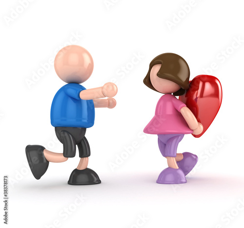 Illustration: Boy and girl valentine's day concept isolated Boy and girl valentine's day concept isolated
