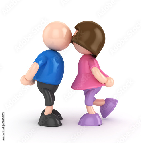 Illustration: Boy and girl valentine's day concept isolated 3d rendered Boy and girl valentine's day concept isolated 3d rendered