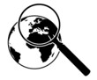 Suchen, Symbol, Lupe, Erde, Weltkugel, Linse, Europa, Analyse