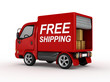 3D Red Van with Free Shipping text isolated 3D Red Van with Free Shipping text isolated
