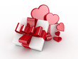 Valentines Day gift with 3D heart symbols isolated -3D Rendered Valentines Day gift with 3D heart symbols isolated -3D Rendered