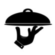 Silhouette of hand holding serving tray
