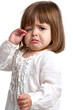 Unhappy little girl crying