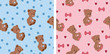 Seamless cute wallpaper with teddy bear