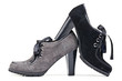 Two elegant suede female shoes over white Two elegant suede female shoes over white