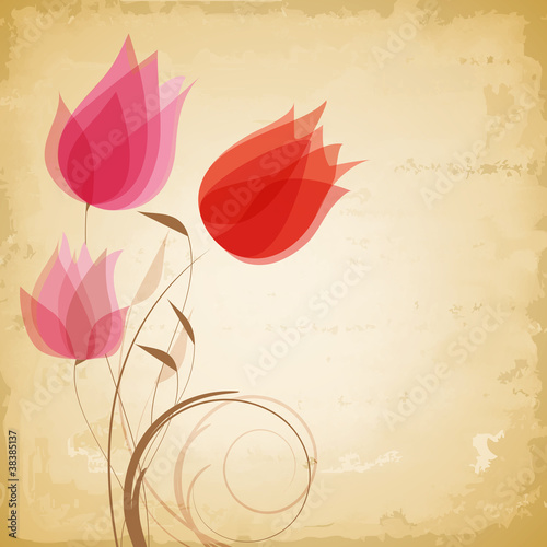 Fototapeta na wymiar Vintage vector flowers