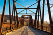 Old Rusty Bridge accross Volga River near Samara, Russia