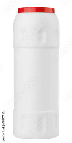 Photo: White plastic detergent bottle isolated on white White plastic detergent bottle isolated on white