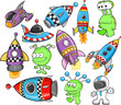 Cute Outer Space Vector Design Elements Set