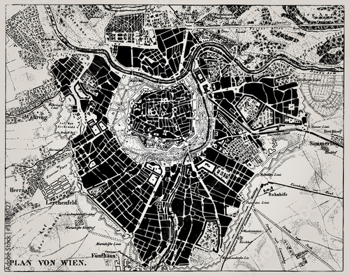 Vector: Historical map of Wien, Austria. Historical map of Wien, Austria.