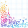 Sketchy Doodle Birthday Cupcake Design