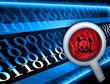 Photo en ligne au meilleur prix Glass focused on virus in digital code