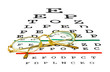 Glasses on eyesight test chart
