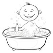 Baby wash in the bath, contours