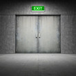 Building made ​​of concrete with exit door