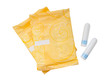 Tampons and napkins isolated on white background