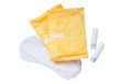 Tampons and napkins isolated on white background