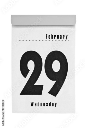 Photo: Tear-off calendar shows february the 29th, intercalary year 2012 Tear-off calendar shows february the 29th, intercalary year 2012