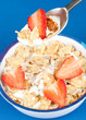 breakfast with flakes and strawberry