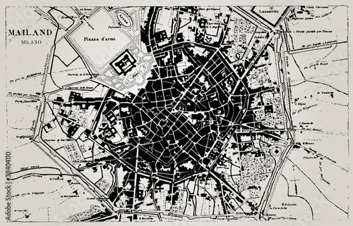 Vector: Historical map of Milan, Italy. Historical map of Milan, Italy.