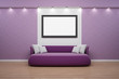 Illustration: Bilderrahmen mit Sofa, Wand lila Bilderrahmen mit Sofa, Wand lila