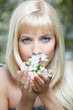 beautiful blonde with flowers