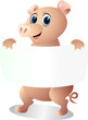 pig with blank sign