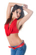 girl in a top and jeans