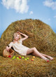 country girl on hay