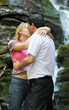 kissing couple in mountain Carpathians