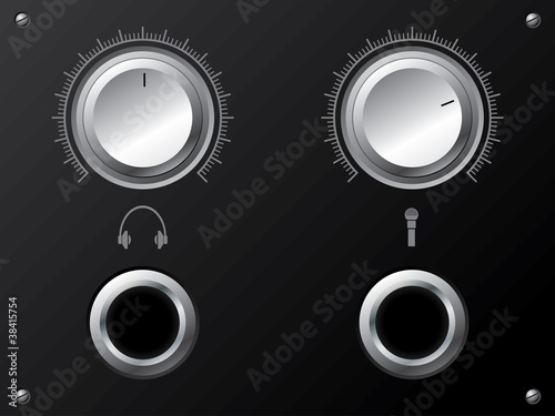 Vector: Volume knobs for headphones and or microphone Volume knobs for headphones and or microphone