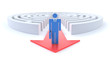 Arrow with businessman break through the labyrinth