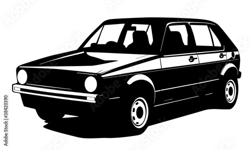 Illustration: old car silhouette old car silhouette