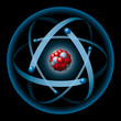 Atom mit Kern und Elektronen