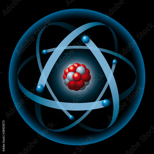 Illustration: Atom mit Kern und Elektronen Atom mit Kern und Elektronen