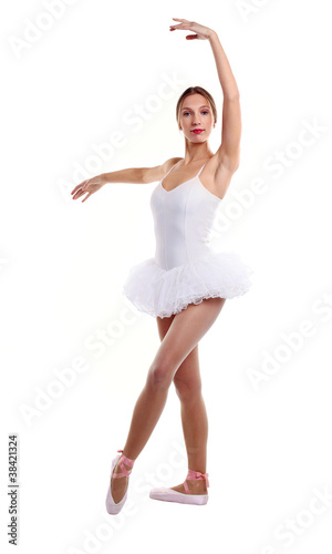 Photo: Portrait of ballet dancer in tutu over white Portrait of ballet dancer in tutu over white