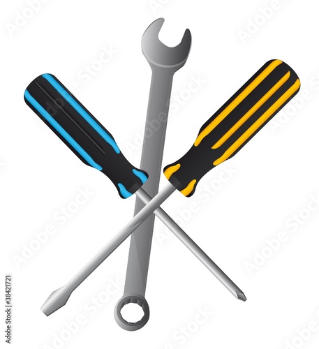 Vector: wrench and screwdriver wrench and screwdriver