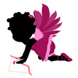 Little African American Cupid Girl Illustration Silhouette Little African American Cupid Girl Illustration Silhouette