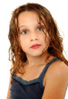 Adorable Girl Child Making Crazy Expression Over White
