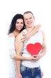Young romantic valentine's couple with valentine symbol Young romantic valentine's couple with valentine symbol